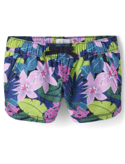 Shorts sin cierres de sarga con estampado para niñas