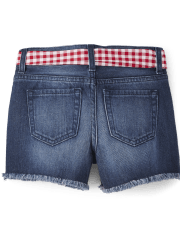 Shorts cortos de mezclilla con cinturón para niñas