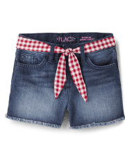 Shorts cortos de mezclilla con cinturón para niñas