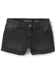 Shorts cortos de mezclilla con botones delanteros para niñas