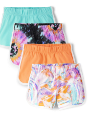 Girls Tie Dye Dolphin Shorts 4-Pack