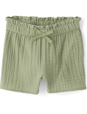 Girls Gauze Paper Bag Waist Shorts