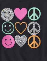 Girls Sequin Peace Sign Tie Side Top