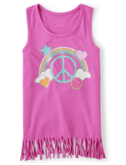 Girls Graphic Fringe Tank Top