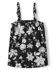 Girls Floral Tie Shoulder Tank Top