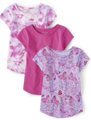 Girls Butterfly Tee Shirt 3-Pack