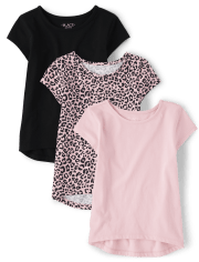 Girls Leopard Tee Shirt 3-Pack