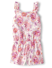 Girls Floral Flutter Romper