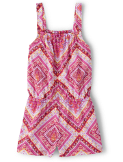 Girls Print Smocked Romper