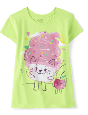 Girls Cat Cupcake Graphic Tee