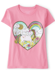 Girls Unicorn Heart Graphic Tee