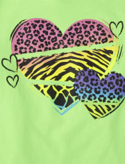 Girls Cheetah Heart Graphic Tee