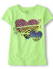 Girls Cheetah Heart Graphic Tee