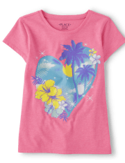 Camiseta con gráfico de corazón para niña