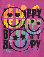 Camiseta con gráfico "Be Happy" para niñas