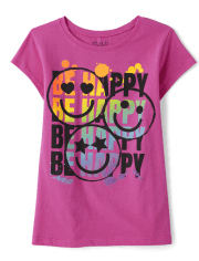 Camiseta con gráfico "Be Happy" para niñas