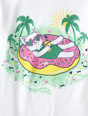 Camiseta con estampado de rosquilla de gato para niñas