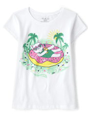 Camiseta con estampado de rosquilla de gato para niñas