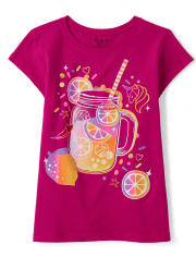 Camiseta con estampado de limonada para niñas