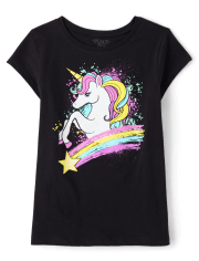 Girls Unicorn Rainbow Graphic Tee