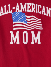 Womens Matching Family All-American Mom Graphic Tee