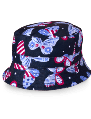 Baby And Toddler Girls American Flag Butterfly Bucket Hat