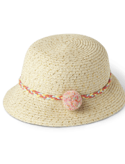 Toddler Girls Straw Bucket Hat