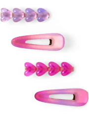 Paquete de 4 pinzas para el cabello para niñas con forma de corazón