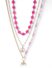 Girls Rainbow Layered Necklace 3-Pack