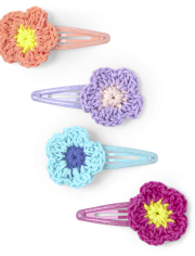 Girls Flower Crochet Hair Clip 4-Pack