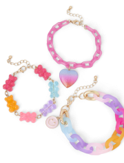 Paquete de 3 pulseras de cadena con corazones para niña