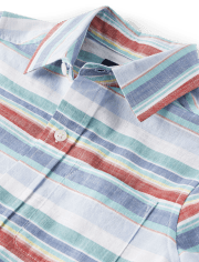 Boys Striped Chambray Button Up Shirt