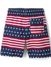 Boys American Flag Swim Trunks