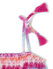 Girls Tie Dye Tie Shoulder Dress