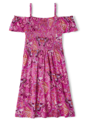 Girls Butterfly Off Shoulder Dress