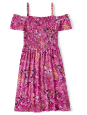 Girls Butterfly Off Shoulder Dress