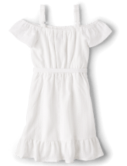 Girls Mommy And Me Eyelet Off Shoulder Dress