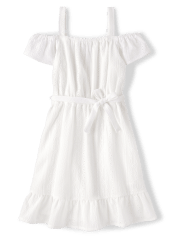Girls Mommy And Me Eyelet Off Shoulder Dress