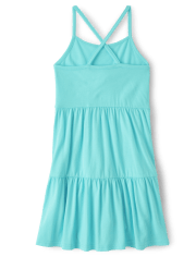 Girls Cross Back Tiered Dress