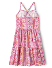 Girls Print Tiered Dress