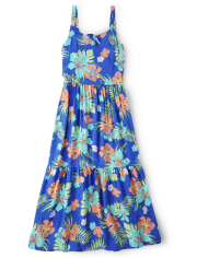 Robe étagée tropicale familiale assortie pour femme