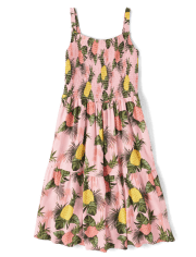 Robe à plusieurs niveaux ananas assortie pour femme