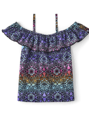 Girls Print Off Shoulder Top