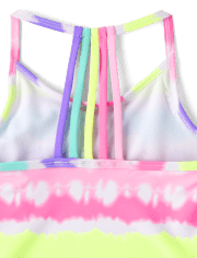 Girls Rainbow Tie Dye Tankini Swimsuit