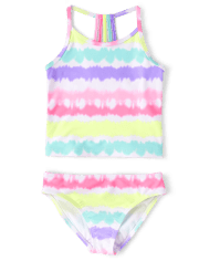 Girls Rainbow Tie Dye Tankini Swimsuit