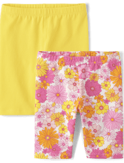 Pack de 2 pantalones cortos ciclistas con estampado para niñas