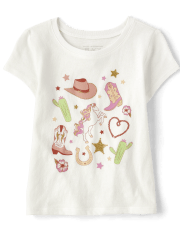 Camiseta estampada occidental para bebés y niñas pequeñas