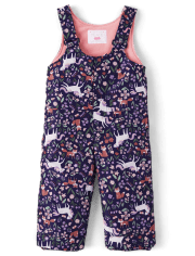 Toddler Girls Print Snow Overalls