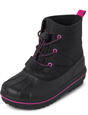 Girls Lace Up All Weather Boots BLACK The Children s Place