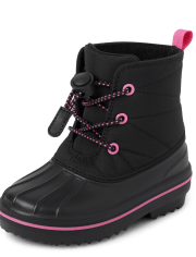 Botas para todo clima con cordones para niñas pequeñas